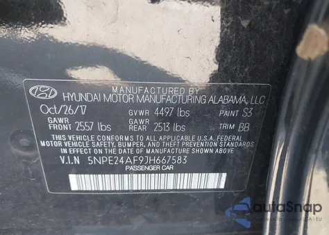 2018 Hyundai Sonata Se из США, поврежденный, VIN 5NPE24AF9JH667583